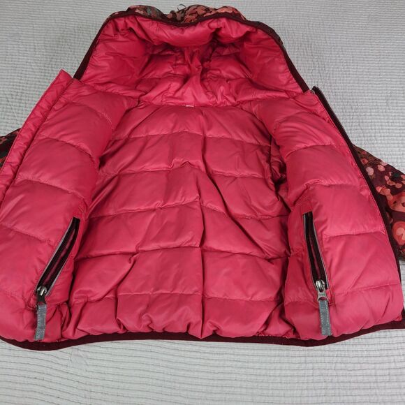 Hanna Andersson Reversible Down Puffer Jacket Quilted Pink Geo Sz 80 *spots - Picture 7 of 16